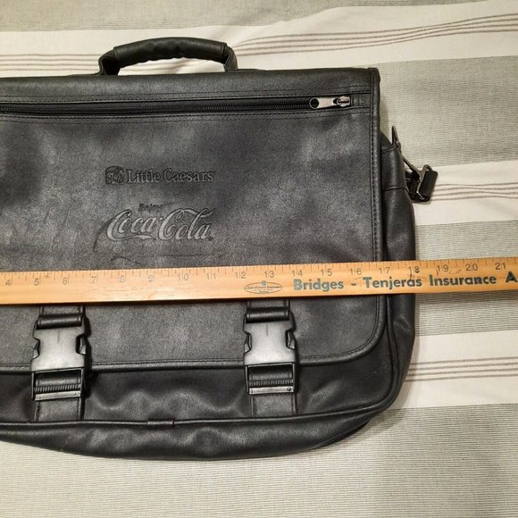 Coca-Cola Little Caesar's Pizza Promotional Leather Laptop Satchell Shoulder Bag - Picture 8 of 9